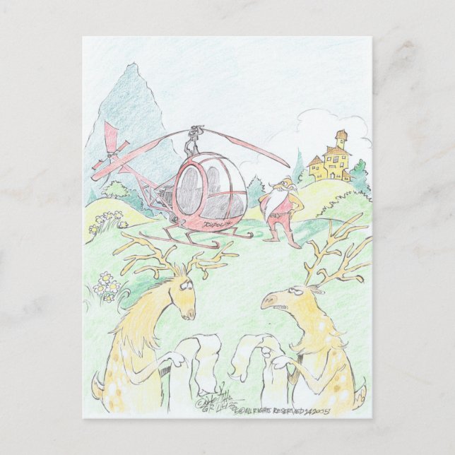 Cartão Postal De Festividades Papais noeis Rudolf. (Frente)