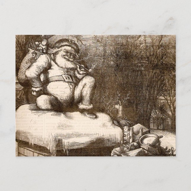 Cartão Postal De Festividades Papais noeis semanal do harpista de Thomas Nash do (Frente)