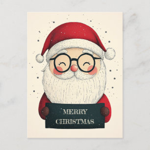 Cartão Postal De Festividades Papais noeis sorridentes bonitos com uma mensagem 