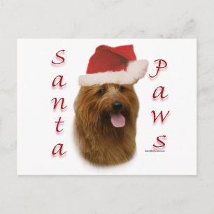 Cartão Postal De Festividades Papais noeis Terrier australianos