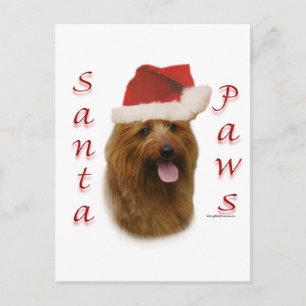 Cartão Postal De Festividades Papais noeis Terrier australianos