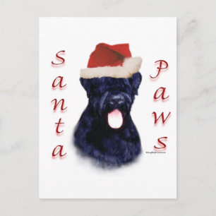 Cartão Postal De Festividades Papais noeis Terrier russos pretos