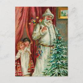 Cartão Postal De Festividades Papais noeis Vintage com Crianças