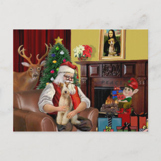 Cartão Postal De Festividades Papais noeis Wire Fox Terrier (#3)