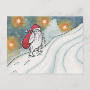 Cartão Postal De Festividades Papais noeis Yeti