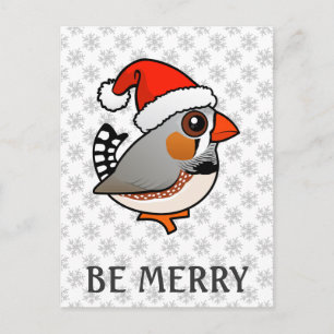 Cartão Postal De Festividades Papais noeis Zebra Finch