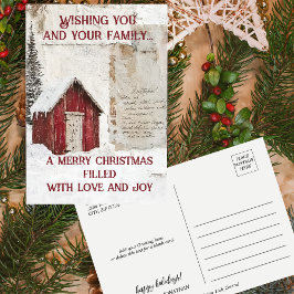 Cartão Postal De Festividades Papéis de Natal do Red Barn