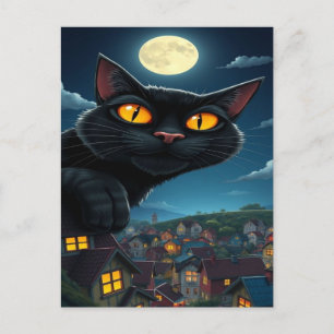 Cartão Postal De Festividades Papel de Carteira de Halloween de Gato Negro Spook