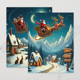 Cartão Postal De Festividades Papel de Parede da Aldeia de Inverno do Natal Enca