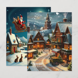Cartão Postal De Festividades Papel de Parede Encantador da Vila de Inverno de N