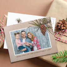 Papel Kraft Marrom Pinha Foto de Natal Rústico