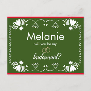Cartão Postal De Festividades Papel Picado Green Bridesmaid Proposal Card