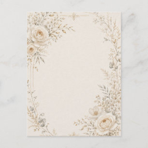 Cartão Postal De Festividades Papelaria de Casamento com Detalhes Neutros Refina
