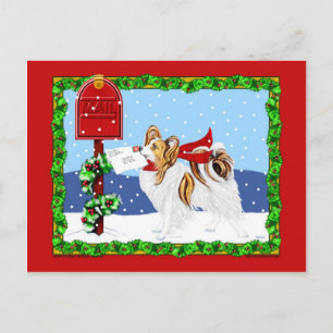 Cartão Postal De Festividades Papillon Christmas Mail Sable