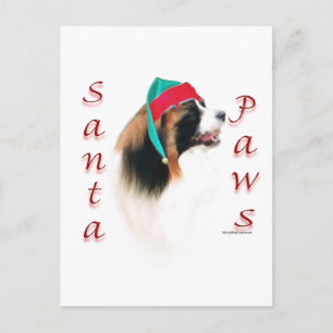 Cartão Postal De Festividades Papillon Papais noeis Paws