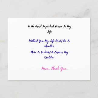 Cartão Postal De Festividades Para A Pessoa Mais Importante Da Minha Vida