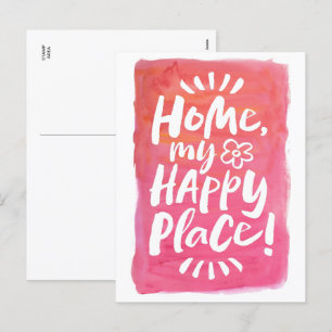Cartão Postal De Festividades Para casa, meu Lugar Feliz!  Prateleira no lugar -