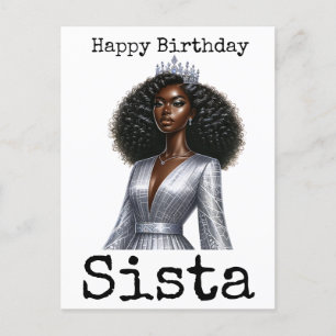 Cartão Postal De Festividades Parabéns Sista Melanin Mulher Negra Sis