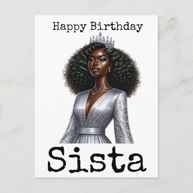 Cartão Postal De Festividades Parabéns Sista Melanin Mulher Negra Sis (Frente)