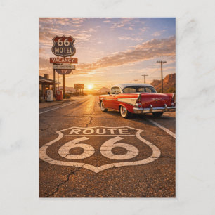 Cartão Postal De Festividades Parada de descanso no deserto ao pôr do sol na ant