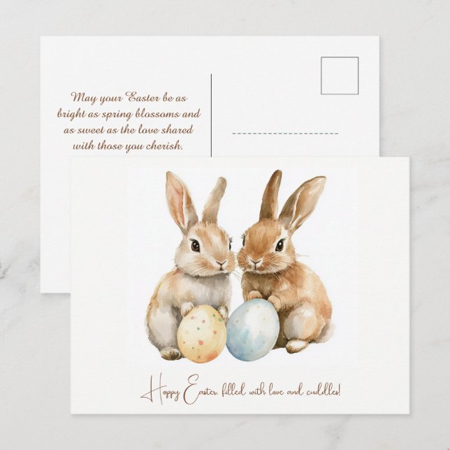 Cartão Postal De Festividades Parada de Páscoa 🐇 Hoppy personalizável (Frente/Verso)