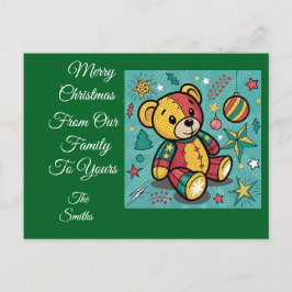 Cartão Postal De Festividades Paraquedas de Natal - Urso de Teddy