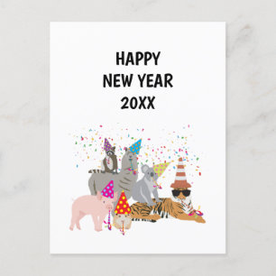 Cartão Postal De Festividades Parceiros - Cartão de Ano novo de Férias Animais