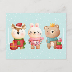 Cartão Postal De Festividades Parceiros de Natal - Rebelde, Urso e Coelho