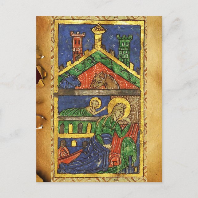 CARTÃO POSTAL DE FESTIVIDADES PARCHES DE NATAL DE NATIVIDADE ANTIQUANTO (Frente)