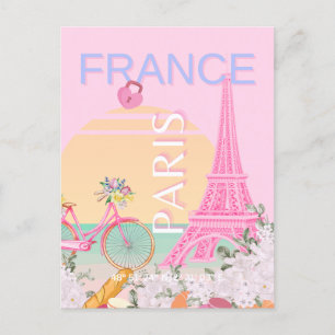 Cartão Postal De Festividades Paris, França, Viagem, Arte, Papoila, Pastel, Rosa