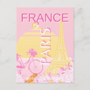 Cartão Postal De Festividades Paris, França, Viagem, Arte, Pré-Disquete, Rosa