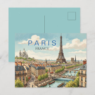 Cartão Postal De Festividades Paris França Viagem Arte Vintage