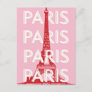 Cartão Postal De Festividades Paris, Viagem, Arte Retroativa, Rosa