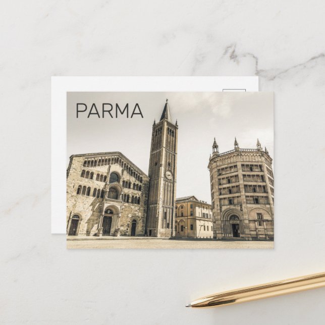 Cartão Postal De Festividades Parma Emilia Romagna Piazza Del Duomo Itália (Frente/Verso In Situ)