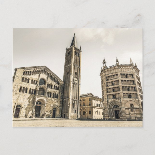 Cartão Postal De Festividades Parma Emilia Romagna Piazza Del Duomo Itália (Frente)