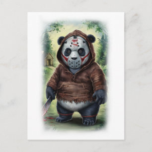 Cartão Postal De Festividades Paródia de Terror Panda Filme em um Branco