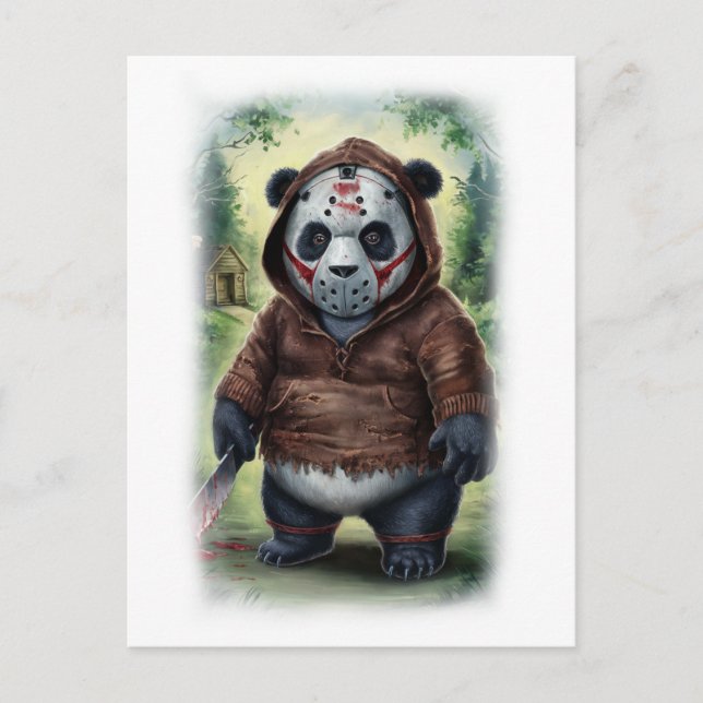 Cartão Postal De Festividades Parody Horror Panda Movie on a White (Frente)