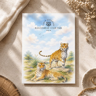 Cartão Postal De Festividades Parque do Tigre de Ranthmbor, Índia Natureza Sel