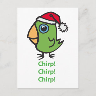 Cartão Postal De Festividades Parrotlet no chapéu de Santa