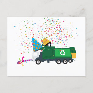 Cartão Postal De Festividades Partido de Caminhão de Lixo do reciclagem