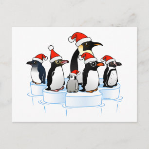 Cartão Postal De Festividades Partido dos Pinguins de Natal