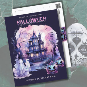 Cartão Postal De Festividades Partido Spooktacular do Halloween Puro Rosa