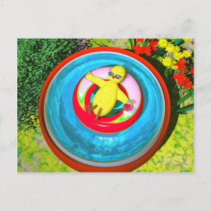 Cartão Postal De Festividades Páscoa a relaxar na Piscina de natação