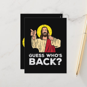 Cartão Postal De Festividades Páscoa Adivinhe Quem Está de Volta Jesus Engraçado