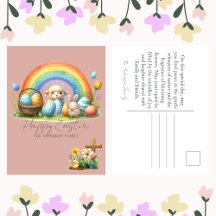 Páscoa Animal Rainbow Pink Bunny Lamb
