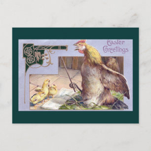 Cartão Postal De Festividades Páscoa Art Nouveau, Condutor de Galinhas