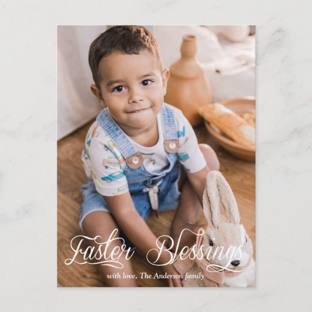 Cartão Postal De Festividades Páscoa Beneficia Infância Foto da Família (Frente)