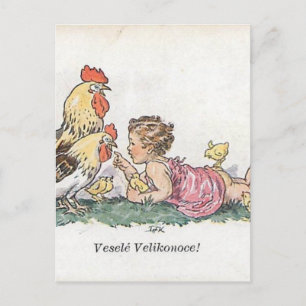 Cartão Postal De Festividades Páscoa checa/eslovaca Vesele Velikonoce do