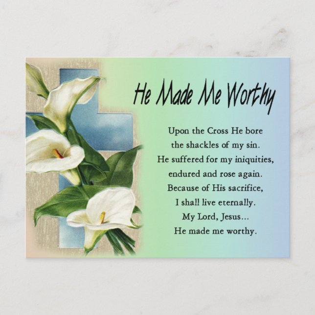 Cartão Postal De Festividades Páscoa Christian Ele Me Fez Valer (Frente)