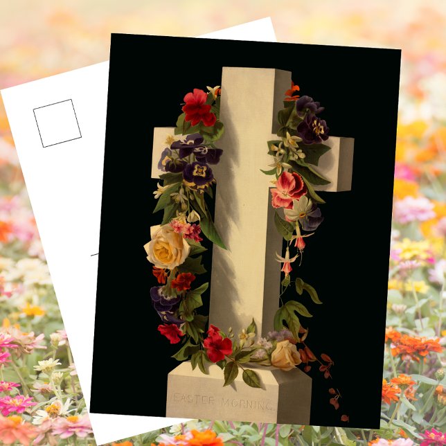 Cartão Postal De Festividades Páscoa Cristã Católica Floral Cross Jesus (Religious Christian Catholic Floral Cross Jesus Christ Resurrection Pascha Easter Holiday Postcard)